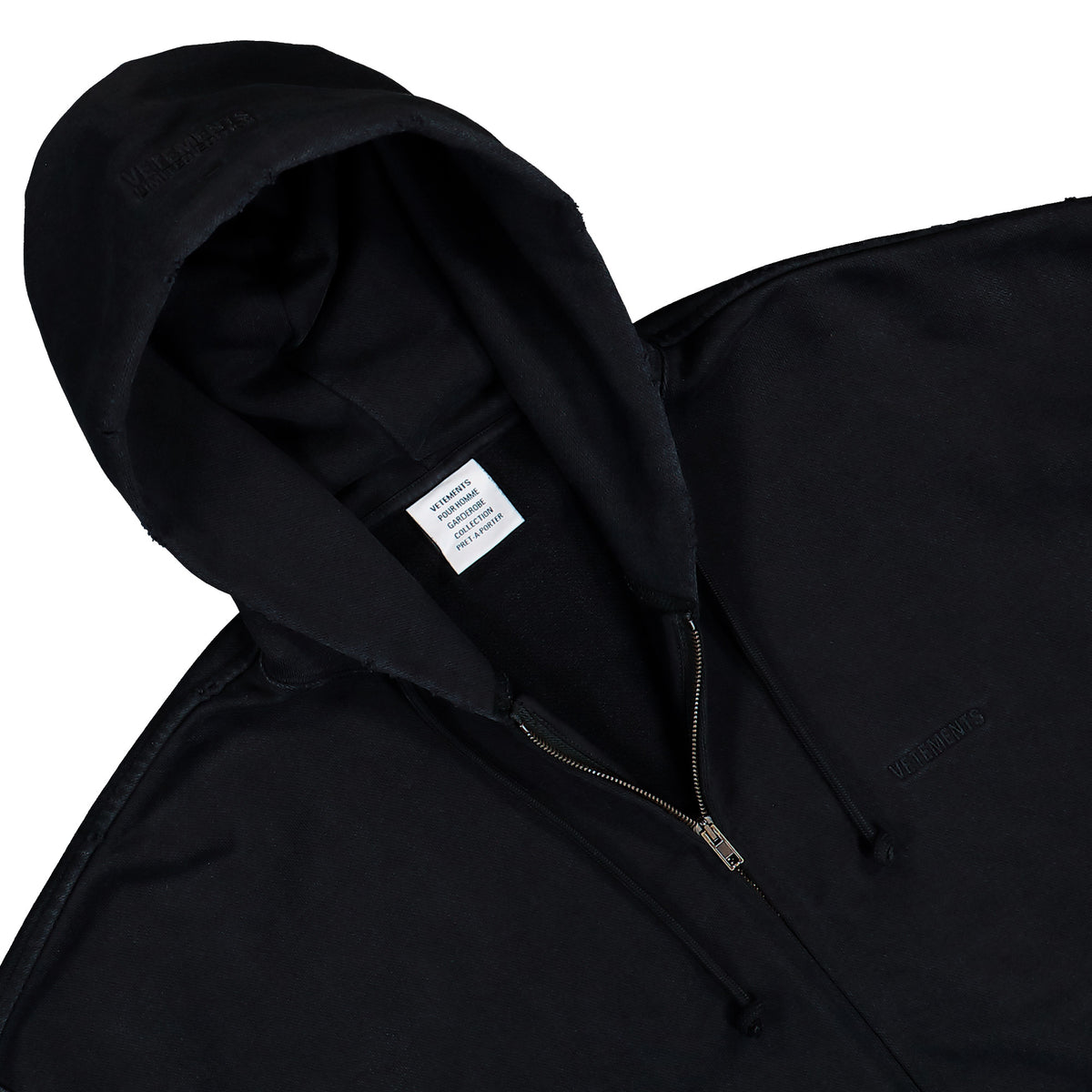 VETEMENTS Graffiti Tribal Zip-Up Hoodie Washed Black Hoodies MH27ZU154B Detail View 3 | GATE
