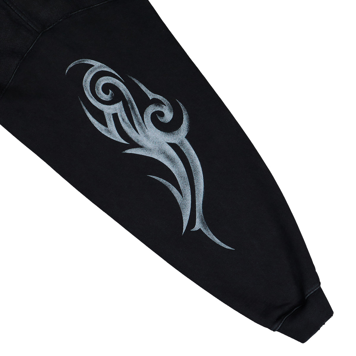 VETEMENTS Graffiti Tribal Zip-Up Hoodie Washed Black Hoodies MH27ZU154B Detail View 5 | GATE