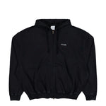 VETEMENTS Embroidered Definition Zip-Up Hoodie Washed Black Hoodies MH27ZU222B Detail View 1 | GATE