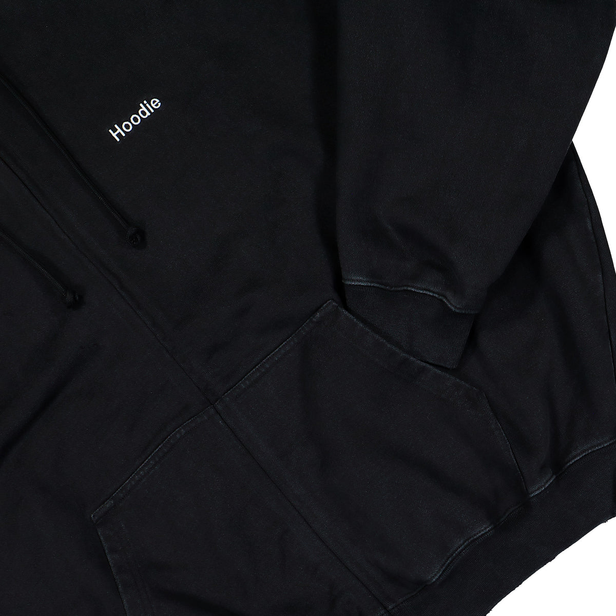 VETEMENTS Embroidered Definition Zip-Up Hoodie Washed Black Hoodies MH27ZU222B Detail View 4 | GATE