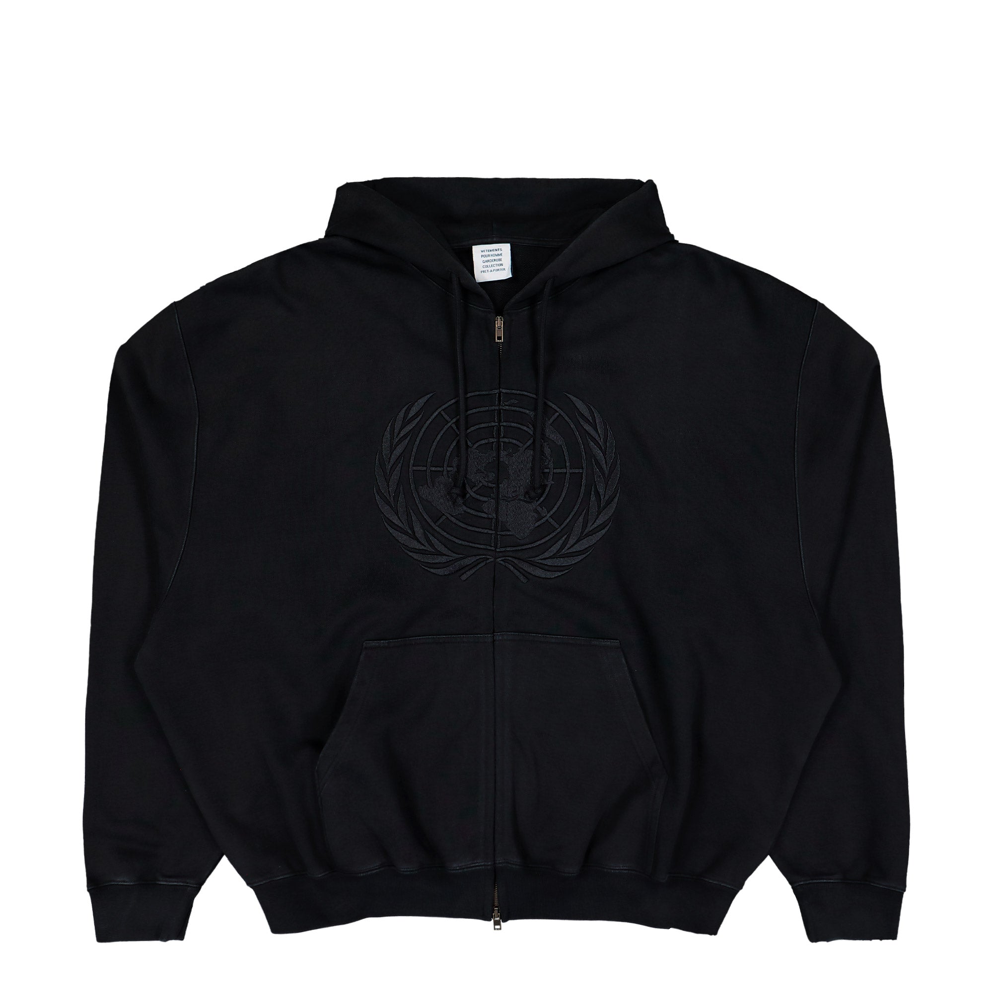 Embroidered Front Zip-Up Hoodie | GATE