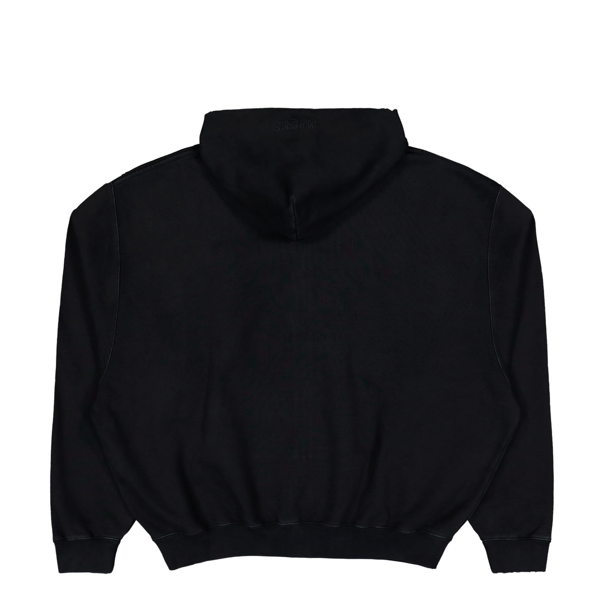 VETEMENTS Embroidered Front Zip-Up Hoodie Washed Black Hoodies MH27ZU262B Detail View 1 | GATE