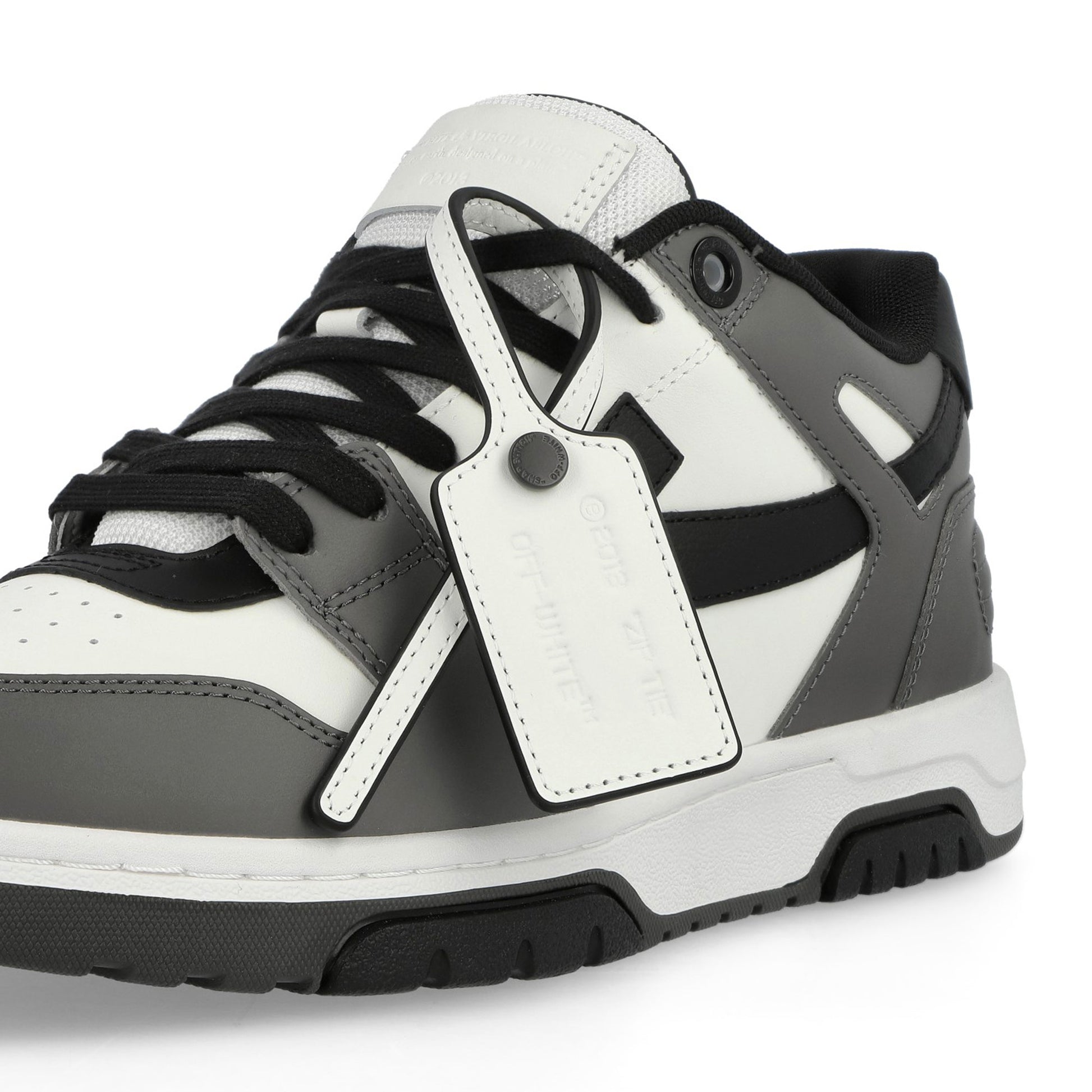 Off-White Out Of Office Calf Leather Dark Grey / Black Sneaker OMIA189C99LEA0130710 Detail View 3 | GATE
