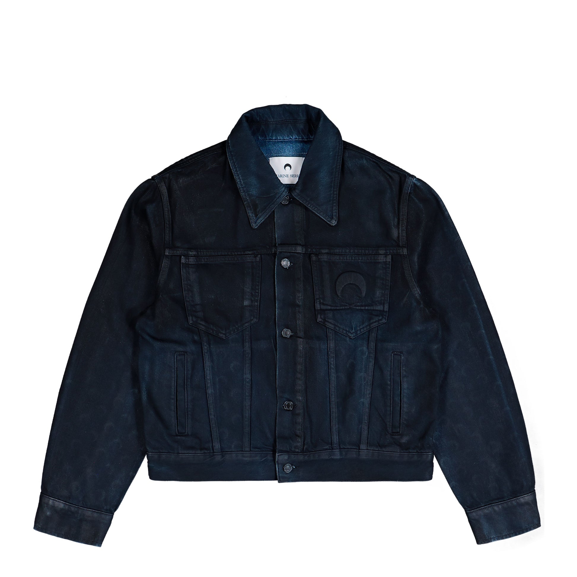 Marine Serre Trucker Jacket Black Jackets MJA063BCDEN0007-BK99 Detail View 1 | GATE