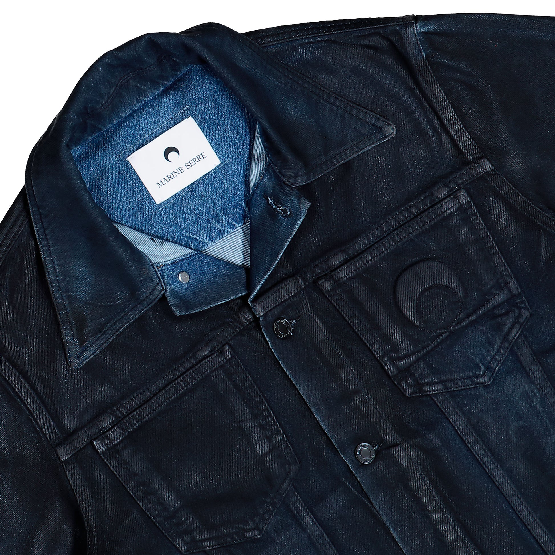 Marine Serre Trucker Jacket Black Jackets MJA063BCDEN0007-BK99 Detail View 3 | GATE