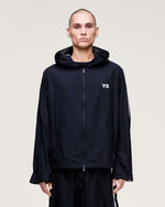 Y-3 Nylon Wired 3 Stripes Track Top Black Track Jackets KF1085 On Model Front View | GATE
