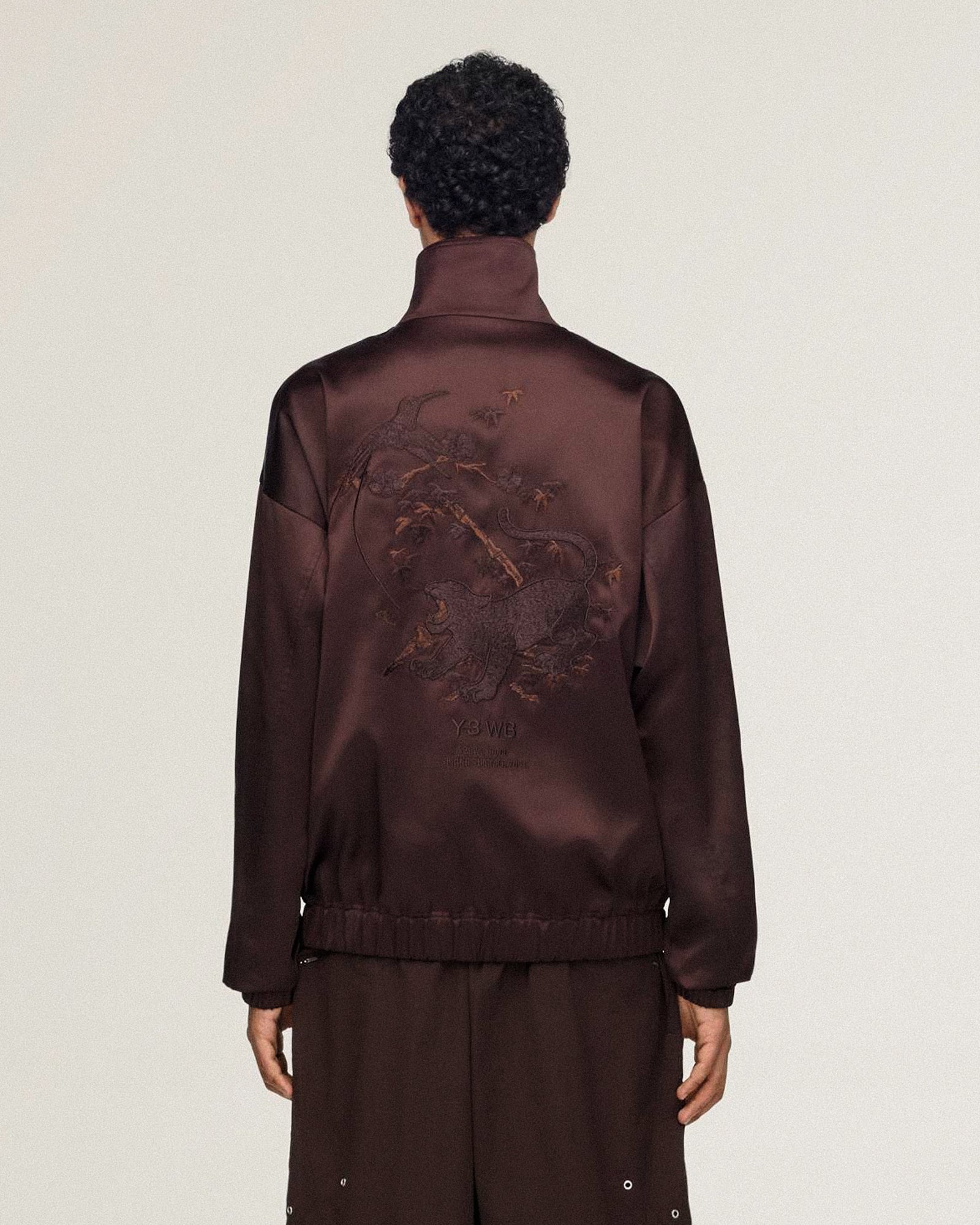 Wales Bonner x Y-3 Satin Jacket Aurora Coffee Jackets KW9238 On Model Back View | GATE
