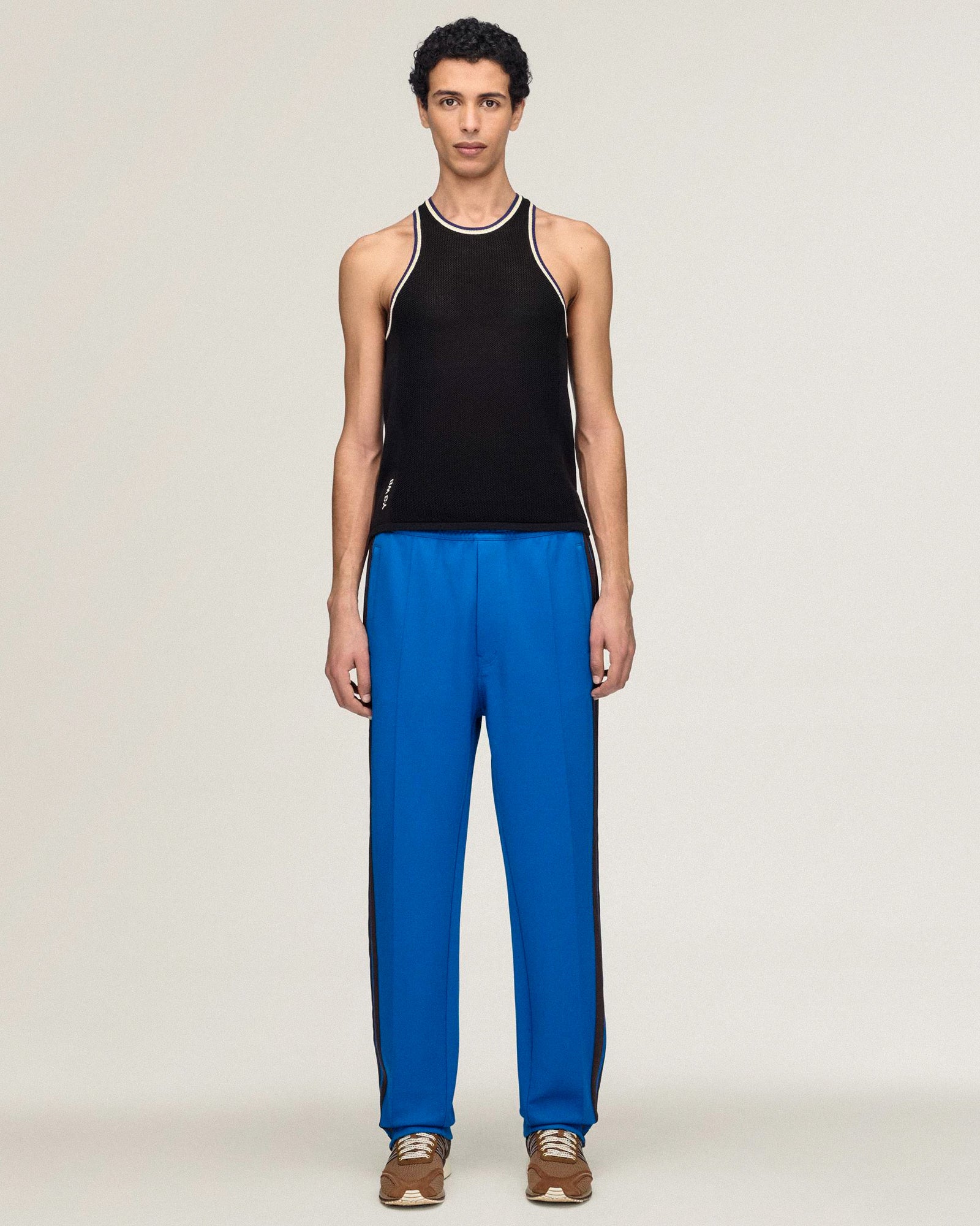Wales Bonner x Y-3 End Pant Lush Blue Pants KS3972 On Model Front View | GATE
