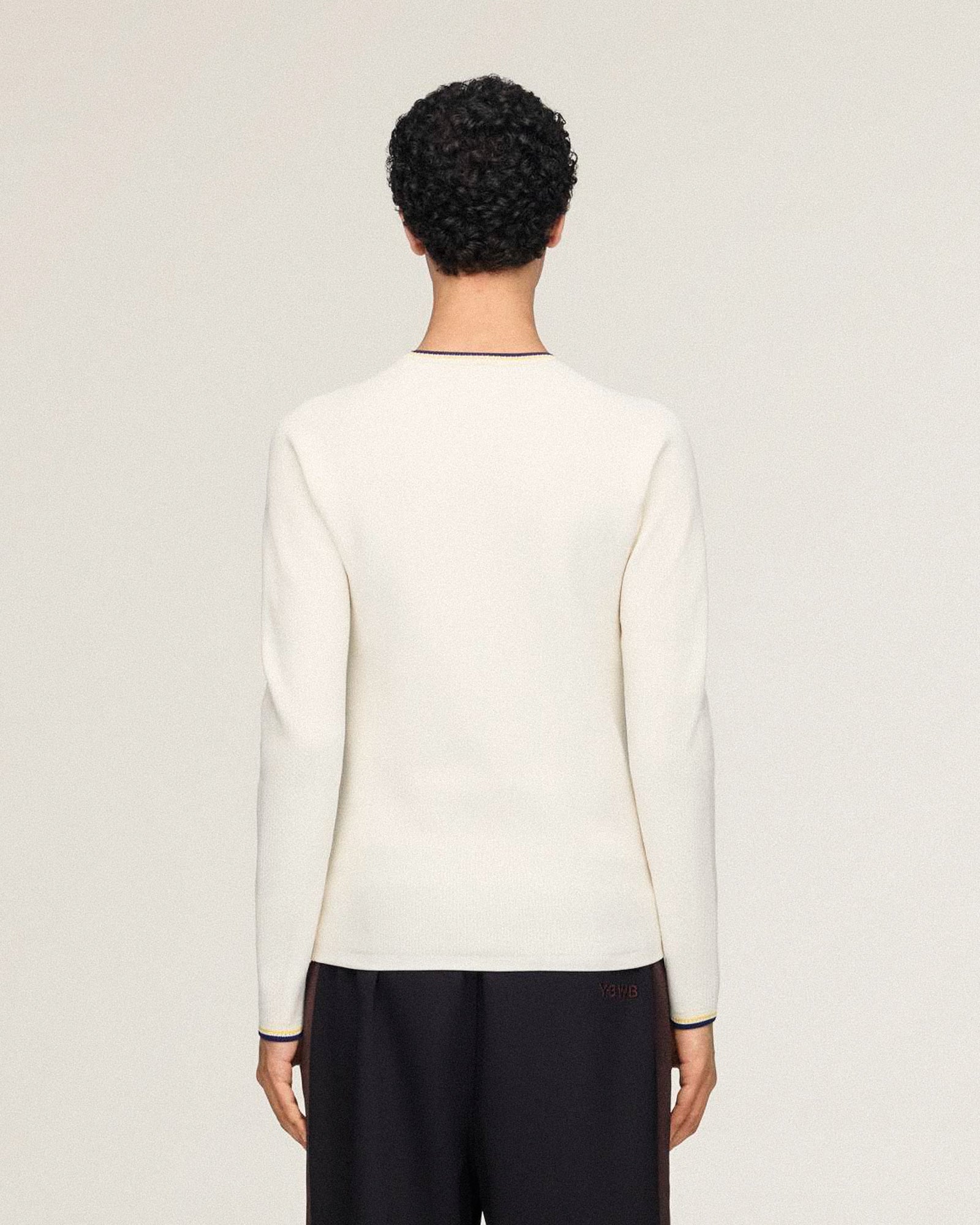 Wales Bonner x Y-3 Knit Base Top Cream White Longsleeves KS3975 On Model Back View | GATE
