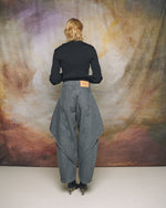 JW Anderson Cropped Sculptural Jaens Light Grey Denim DT0122-PG1837-906 On Model Back View | GATE
