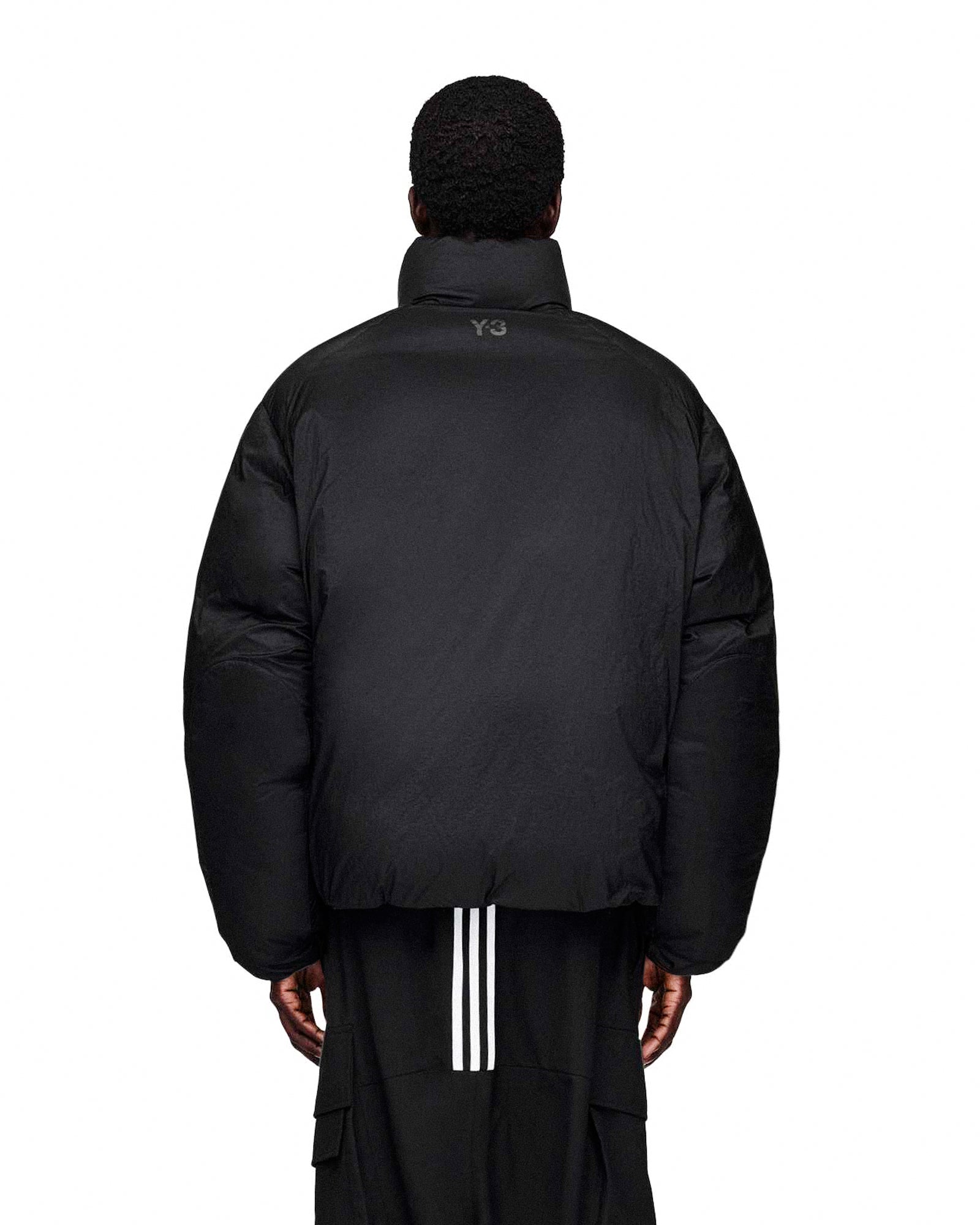 Y-3 M Puffer Jacket Black Puffer Jacket JX7282 On Model Back View | GATE