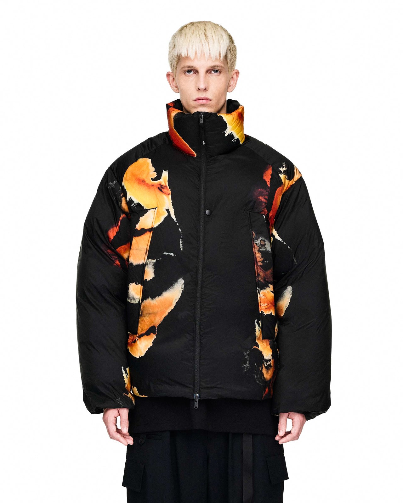 Y-3 M AOP Puffer Jacket Black Puffer Jacket KA2364 Detail View 1 | GATE