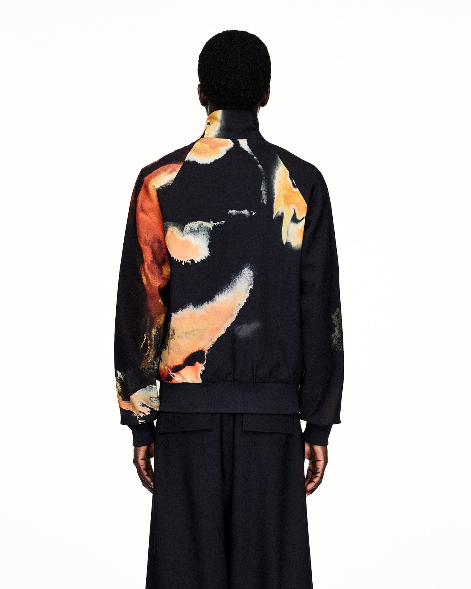 Y-3 AOP M 3S TT Black Track Top KA9622 On Model Back View | GATE
