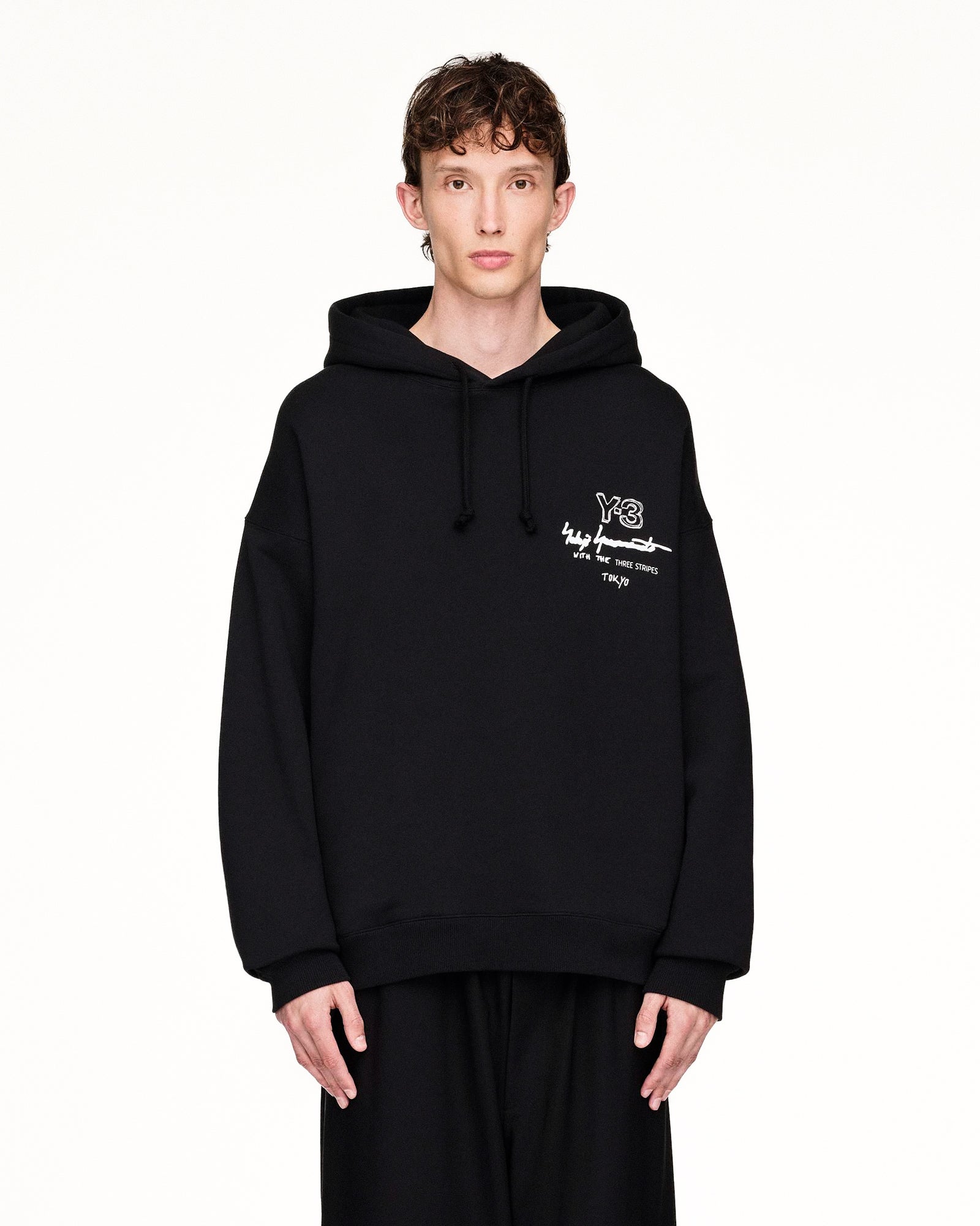 Y-3 M Merch Hoodie Black Hoodies KB2604 On Model Front View | GATE