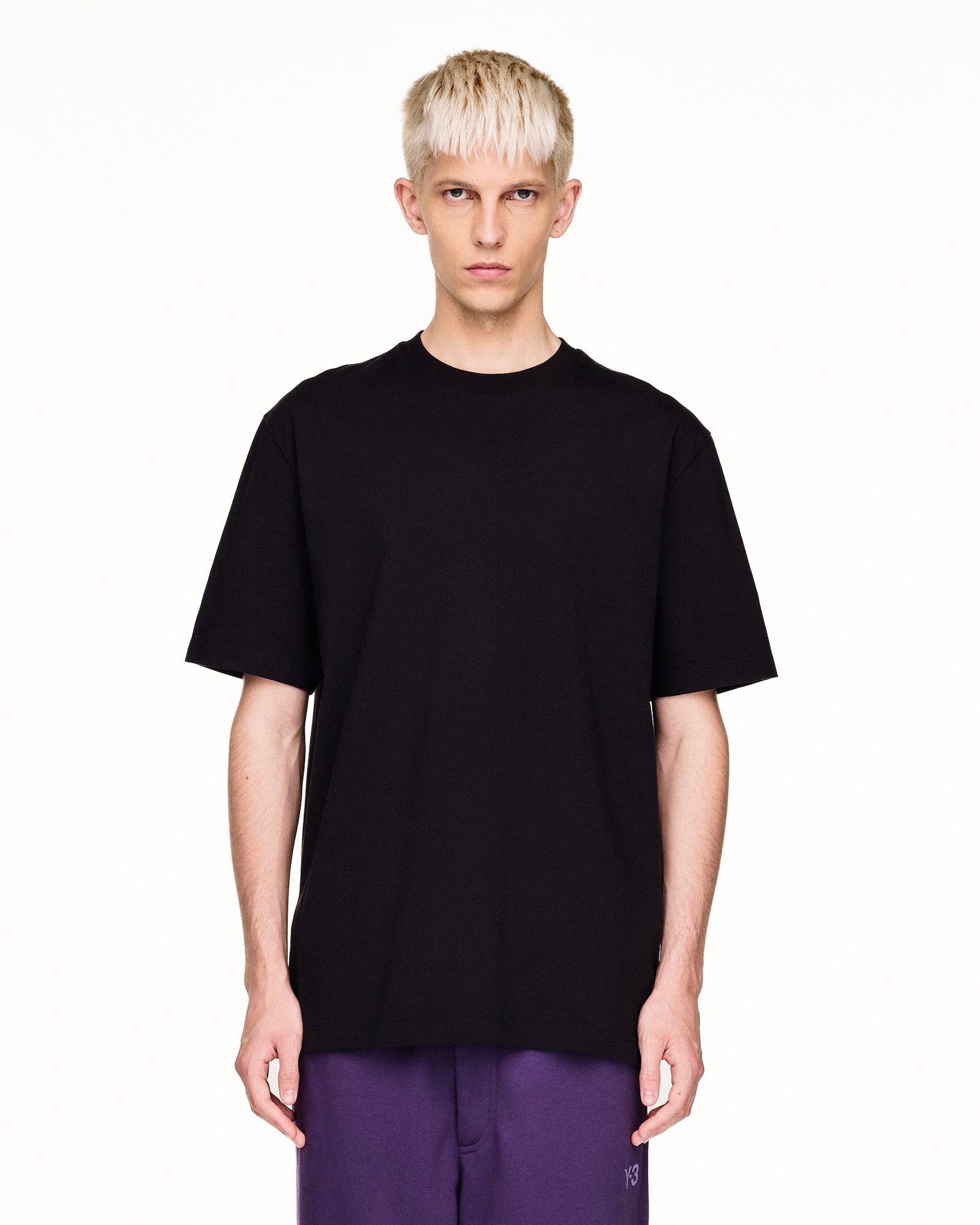 Y-3 M Merch SS Tee Black T-Shirts KB2608 On Model Front View | GATE