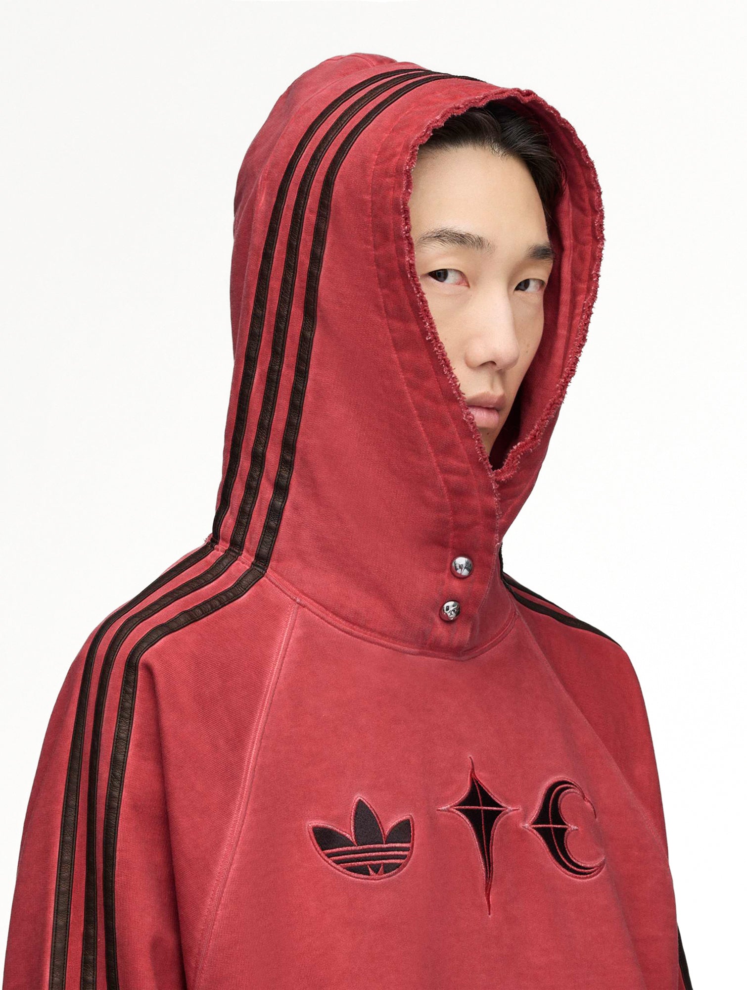 Thug Club x adidas TC Sweat Hoodie Power Red Hoodies KF6586 Model Detail 1 | GATE
