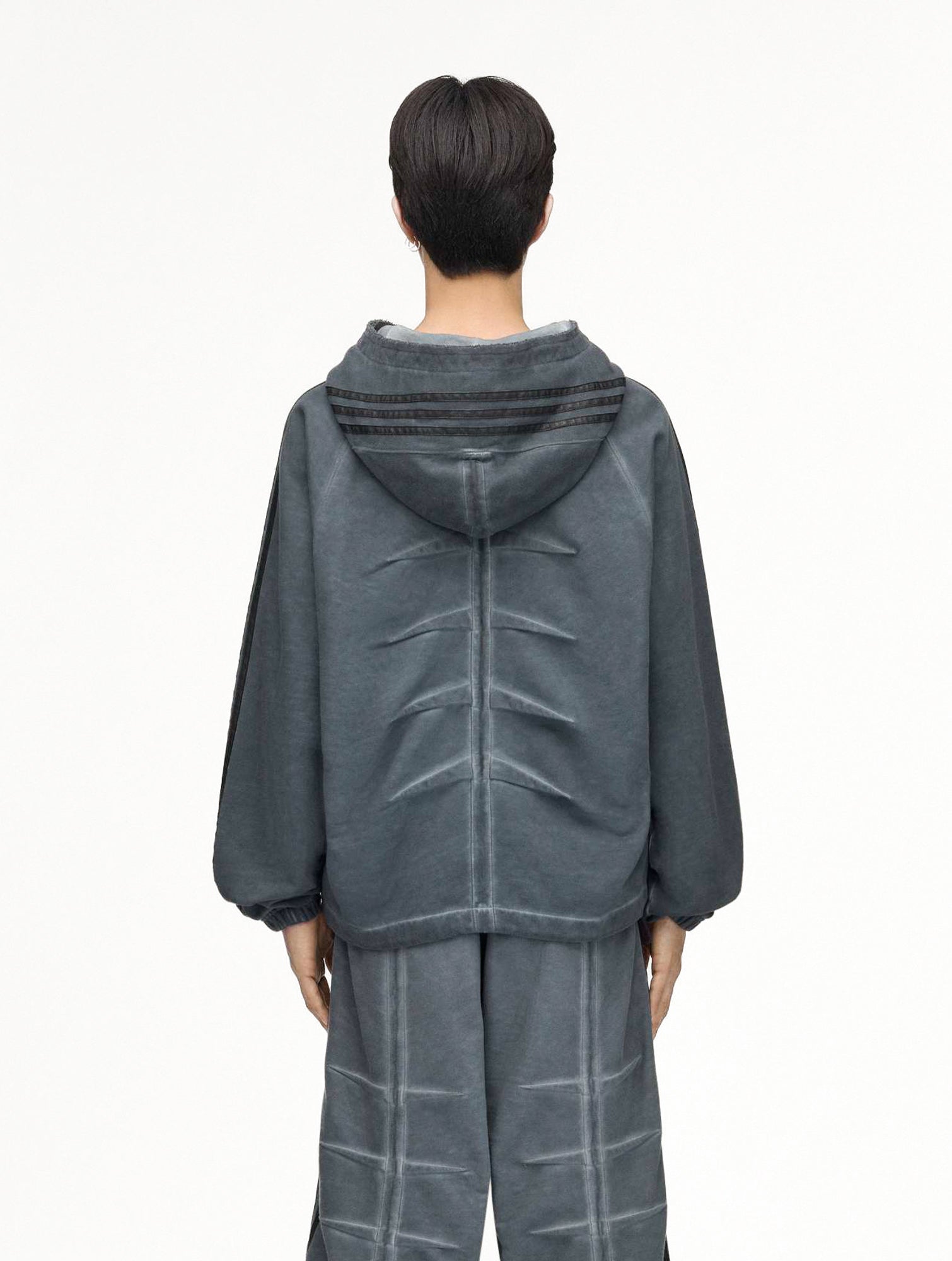 Thug Club x adidas TC Sweat Hoodie Black Hoodies KF6587 On Model Back View | GATE
