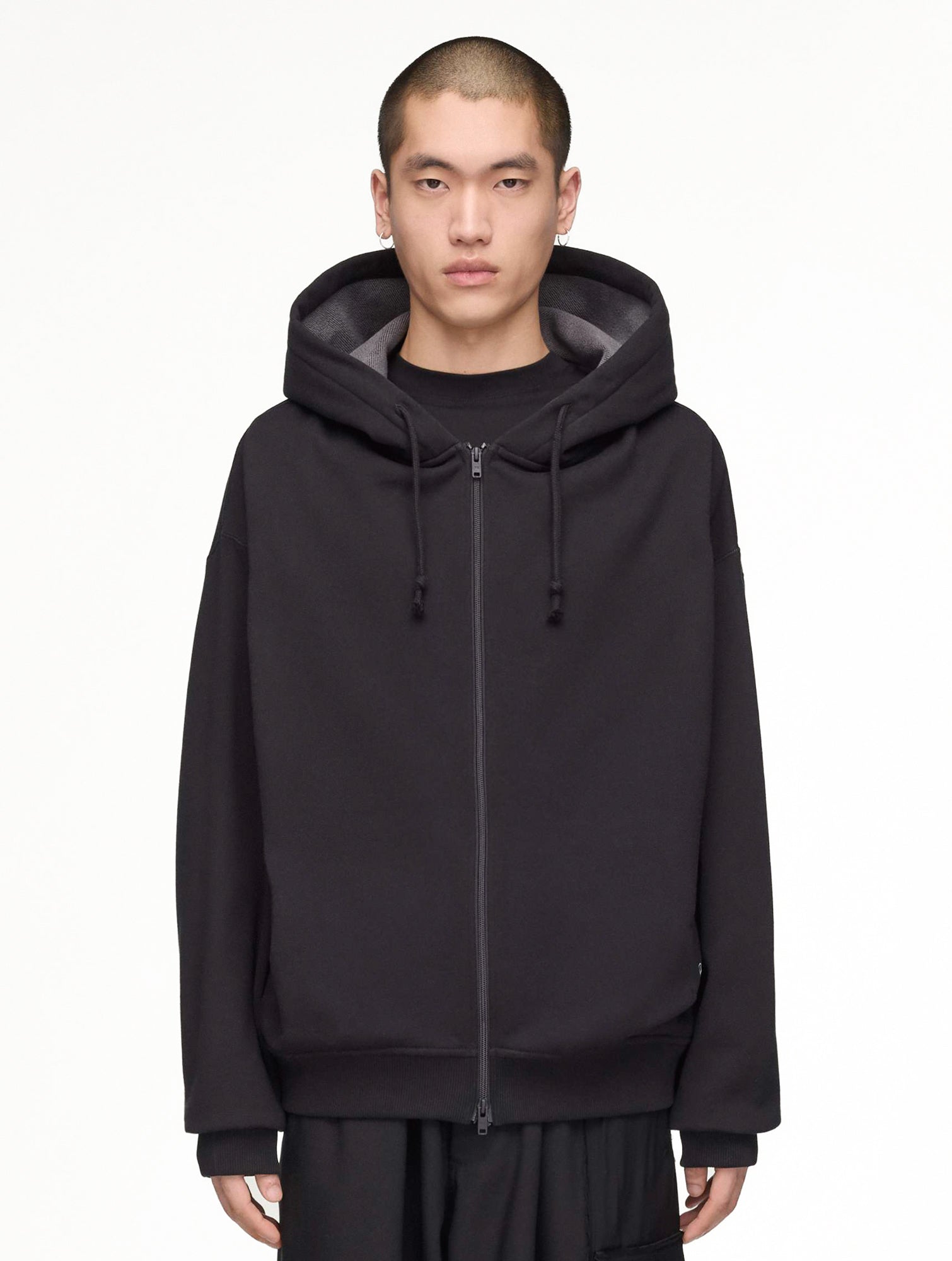 Mercedes-AMG Petronas F1 x Y-3 F1 Zip Hoodie Black Hoodies KR2242 On Model Front View | GATE
