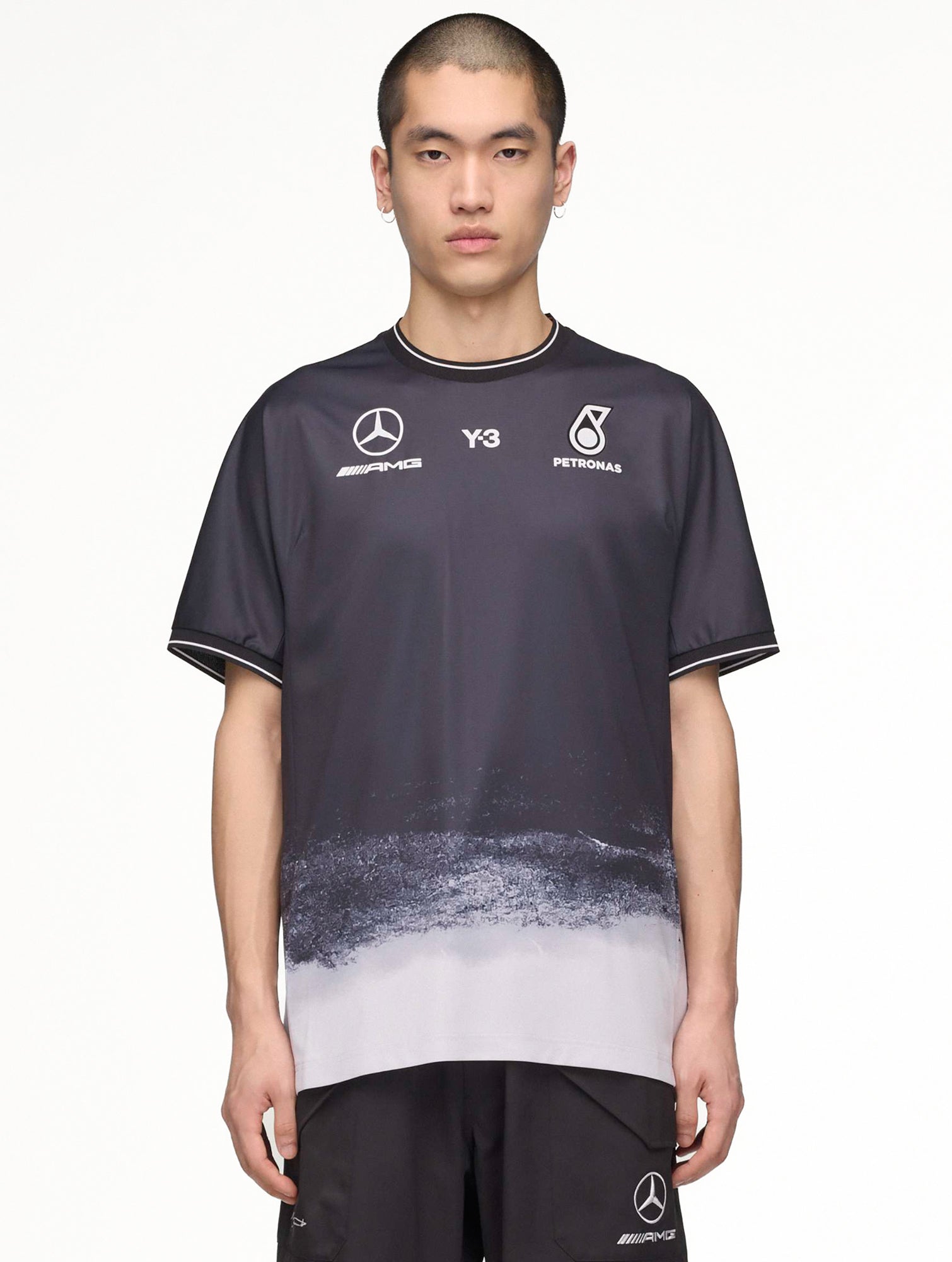 Mercedes-AMG Petronas F1 x Y-3 F1 Mechanics SS Jersey Black T-Shirts KR2341 On Model Front View | GATE
