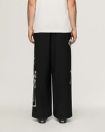 Y-3 Chito Graphic Wide Wool Pants Black Casual Pant KR8712 On Model Back View | GATE
