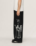 Y-3 Chito Graphic Wide Wool Pants Black Casual Pant KR8712 Style Inspiration | GATE
