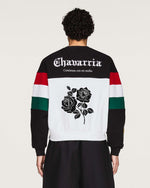 Willy Chavarria x adidas Crew Sweatshirt Black / White Sweatshirt KV1976 On Model Back View | GATE
