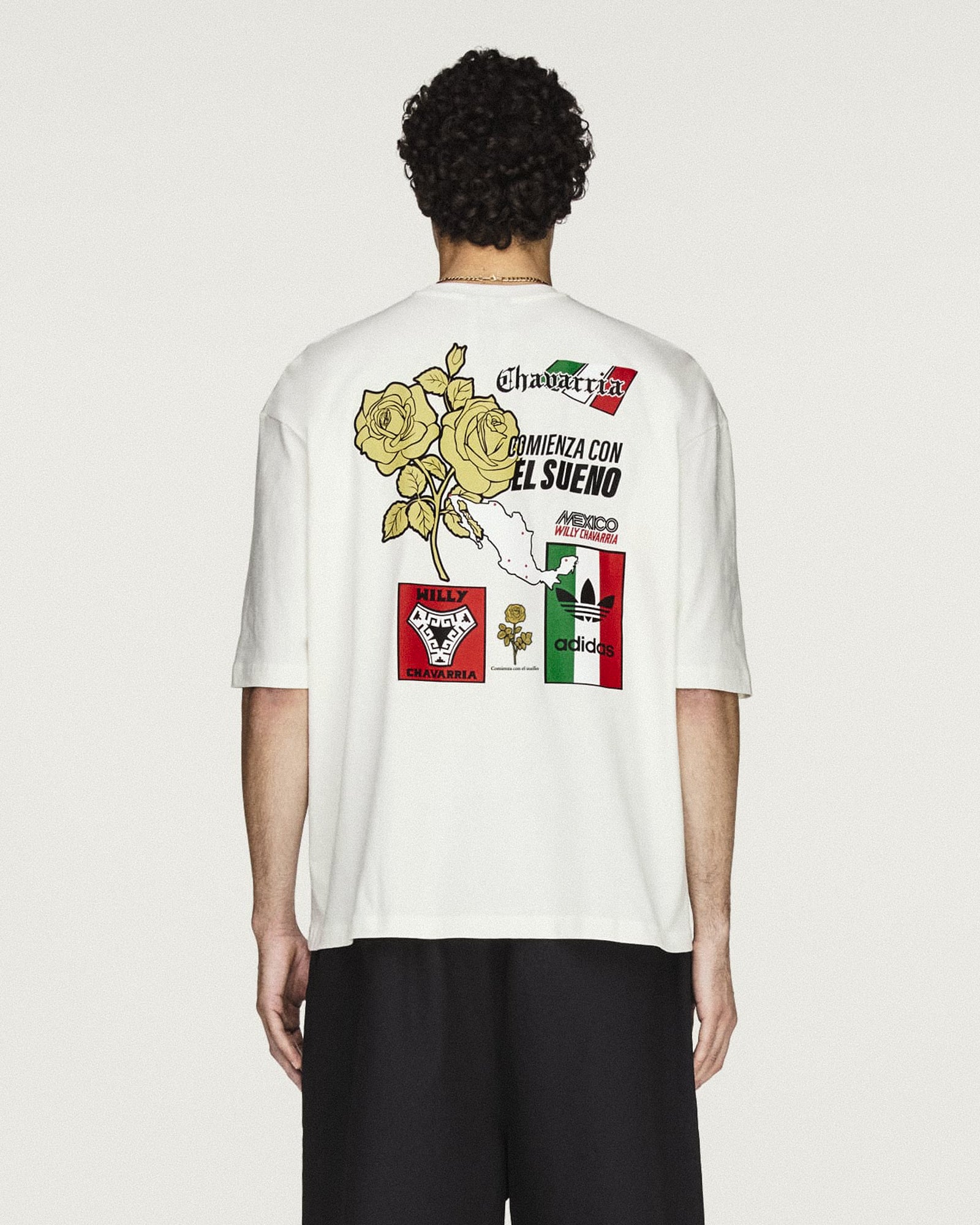 Willy Chavarria x adidas Graphic Tee Off White T-Shirt KY7707 On Model Back View | GATE

