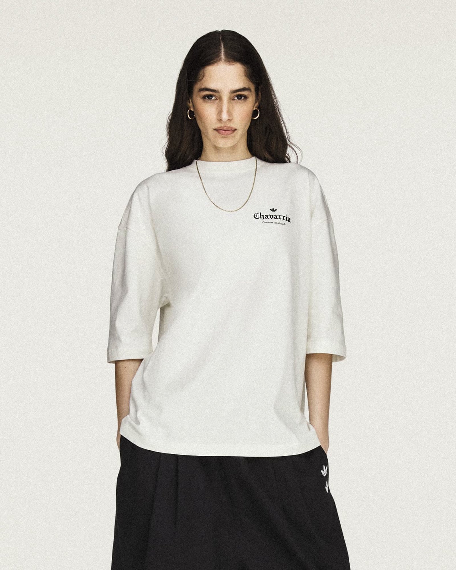Willy Chavarria x adidas Graphic Tee Off White T-Shirt KY7707 Model Detail 1 | GATE
