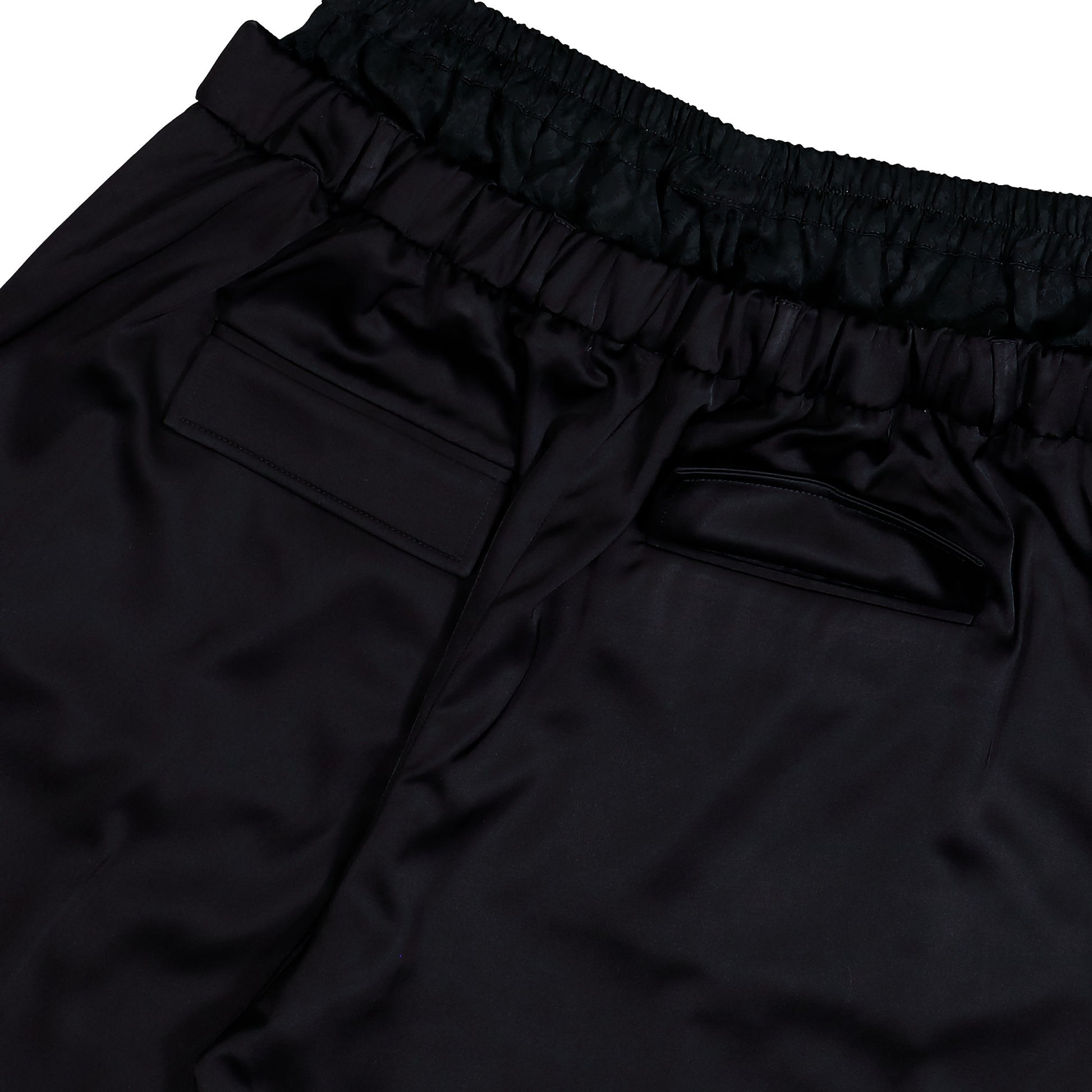 Marine Serre Draped Satin Boxer Waisted Shorts Black Shorts MSH016ACWOV0020-BK99 Detail View 5 | GATE