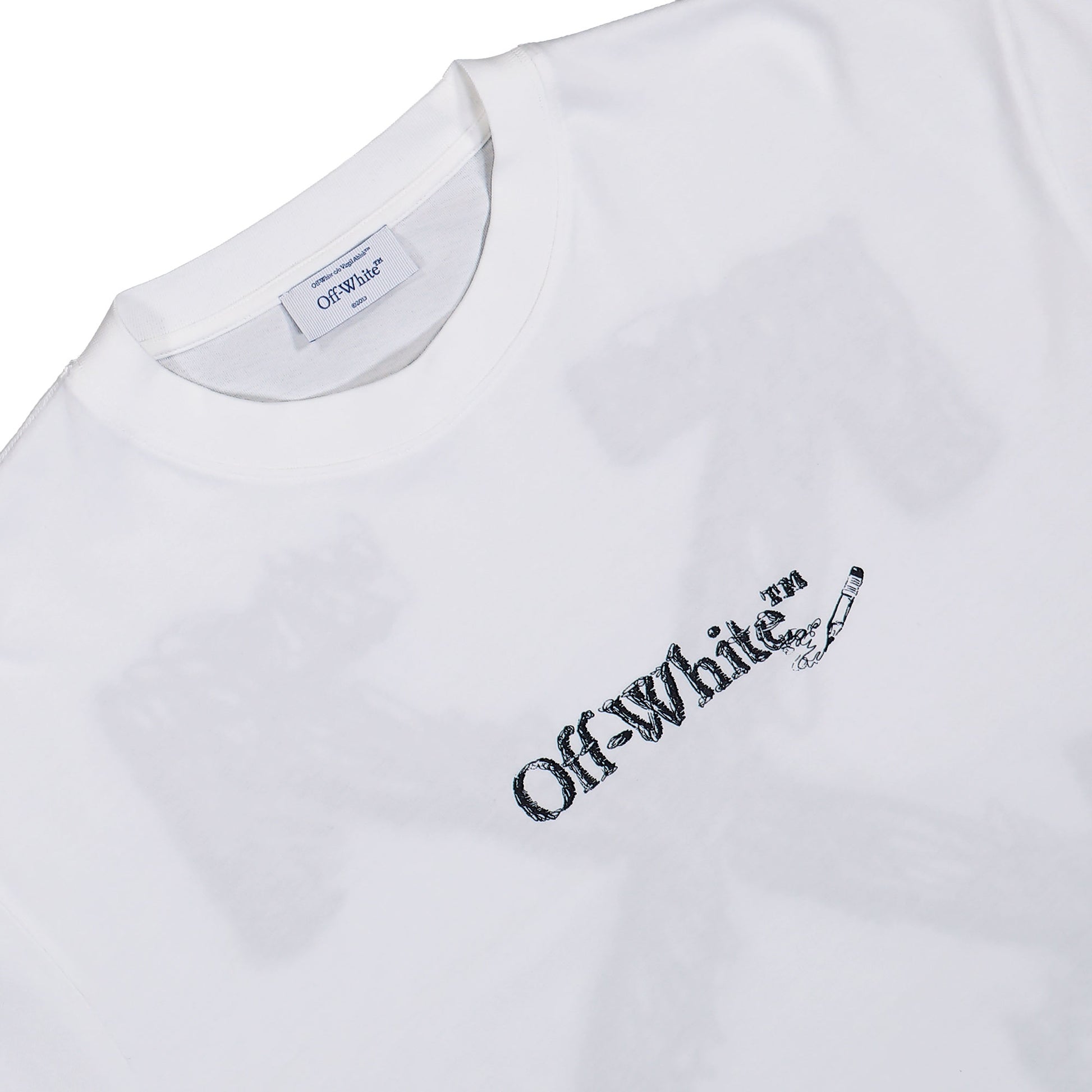 Off-White Scribble Arrow Skate S/S Tee White - Black T-Shirts OMAA120F25JER00C0110 Detail View 3 | GATE