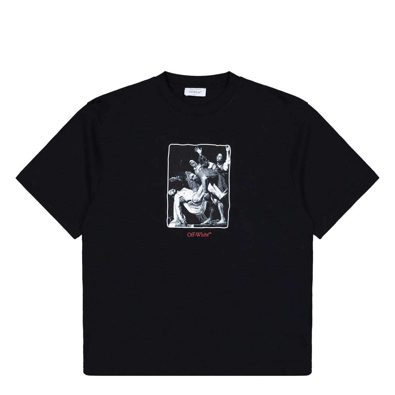 Off-White Cards Painting Skate S/S Tee Black - Red T-Shirts OMAA120F25JER00T1027 Detail View 1 | GATE