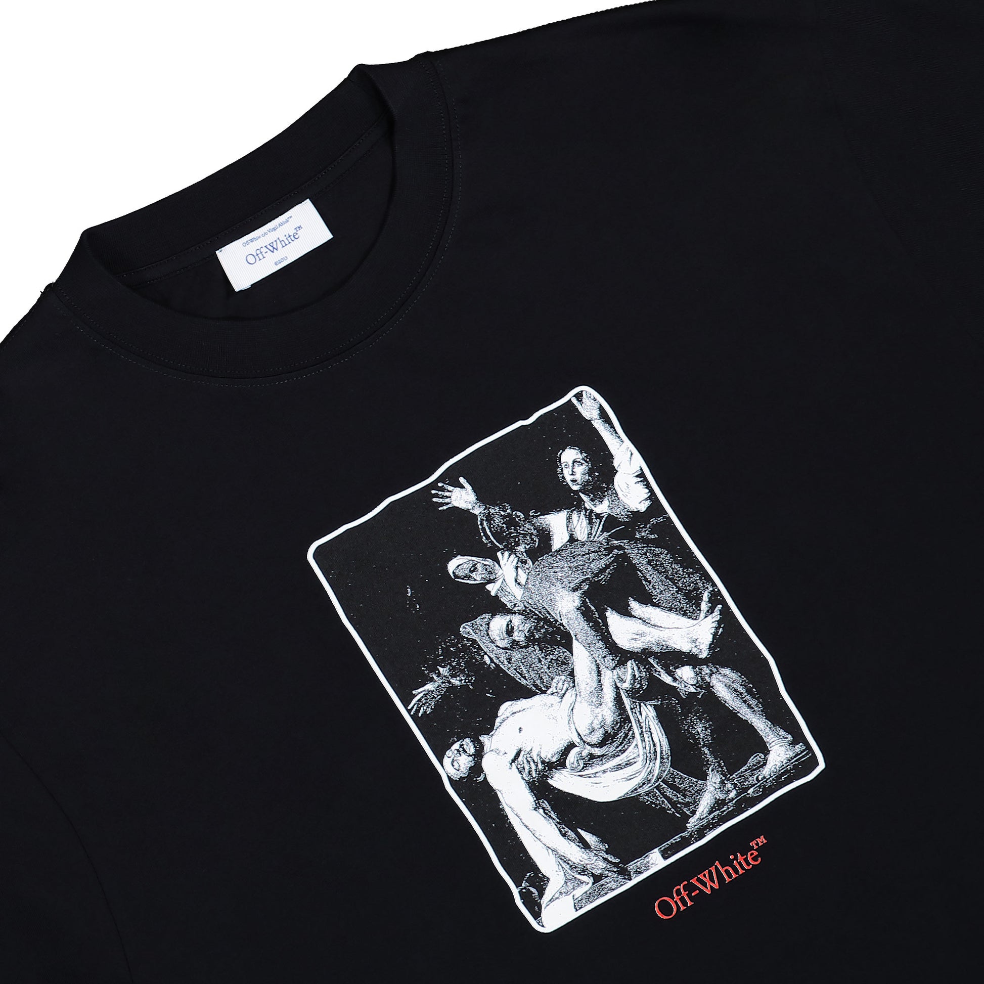 Off-White Cards Painting Skate S/S Tee Black - Red T-Shirts OMAA120F25JER00T1027 Detail View 3 | GATE