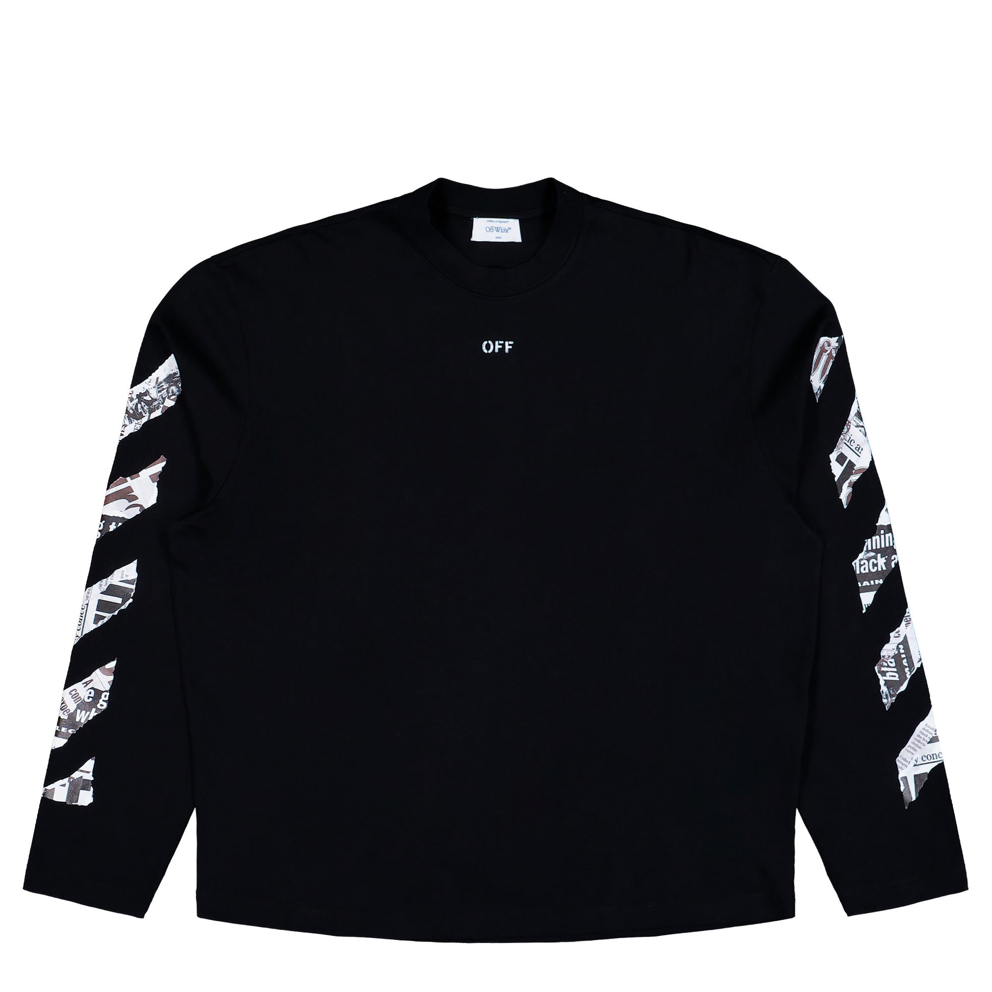 Off-White Newspaper Arrow 90s Skate L/S Black - White Longsleeves OMAB09CF25JER0021001 Detail View 1 | GATE
