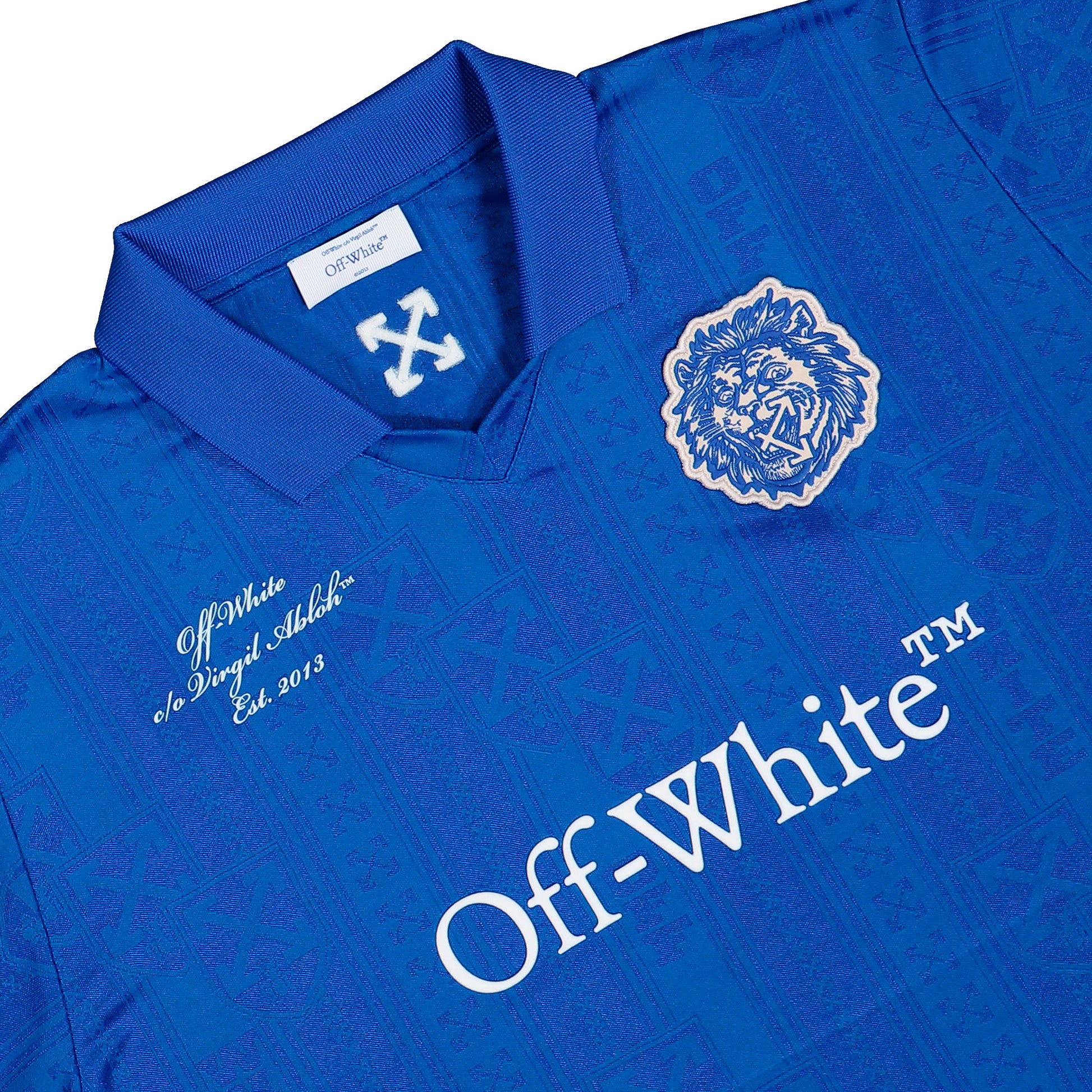 Off-White Lion Nation Soccer S/S Top Navy Blue - White Tops OMAD00CF25JER0044601 Detail View 3 | GATE