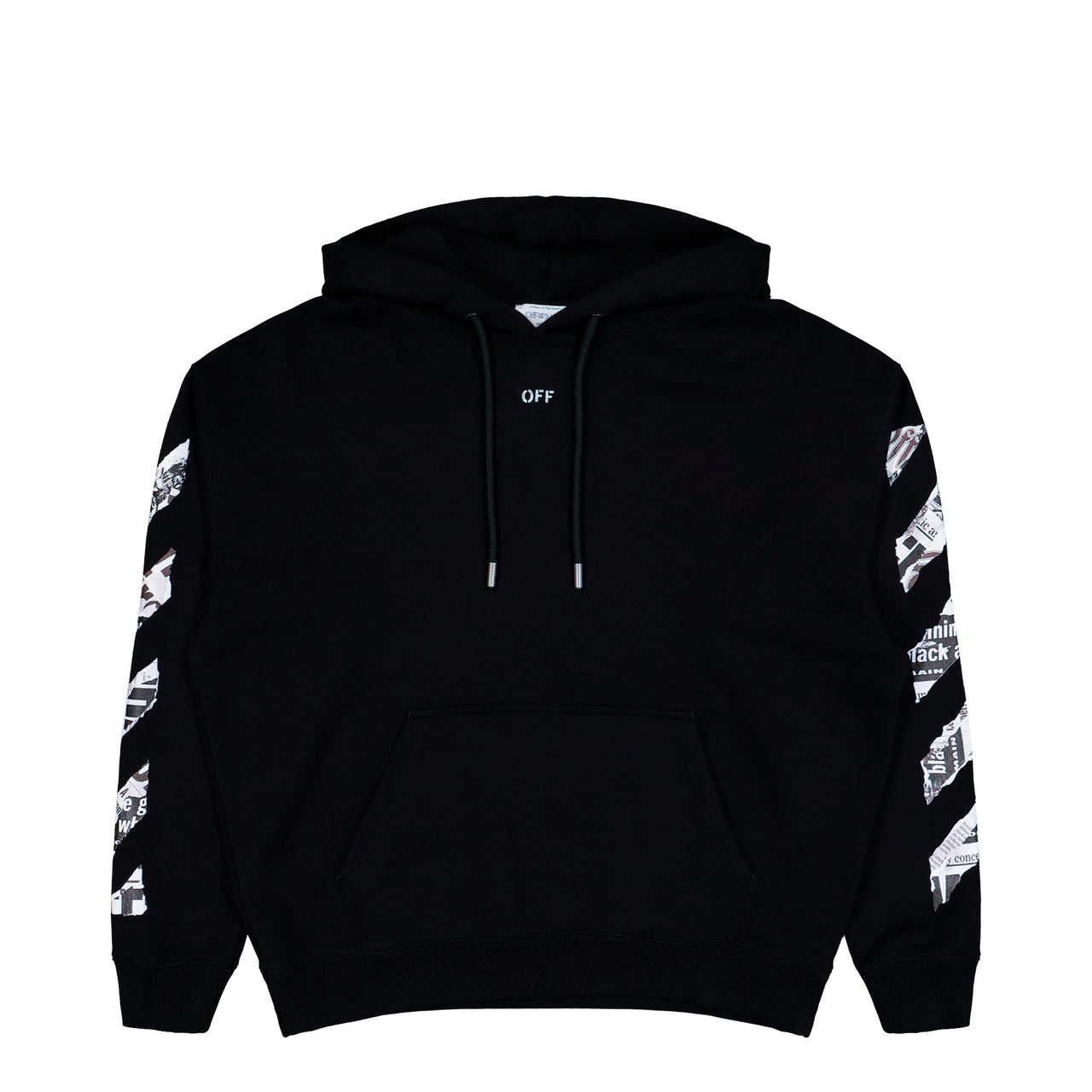 Off-White Newspaper Arrow Skate Hoodie Black - White Hoodies OMBB085F25FLE00E1001 Detail View 1 | GATE