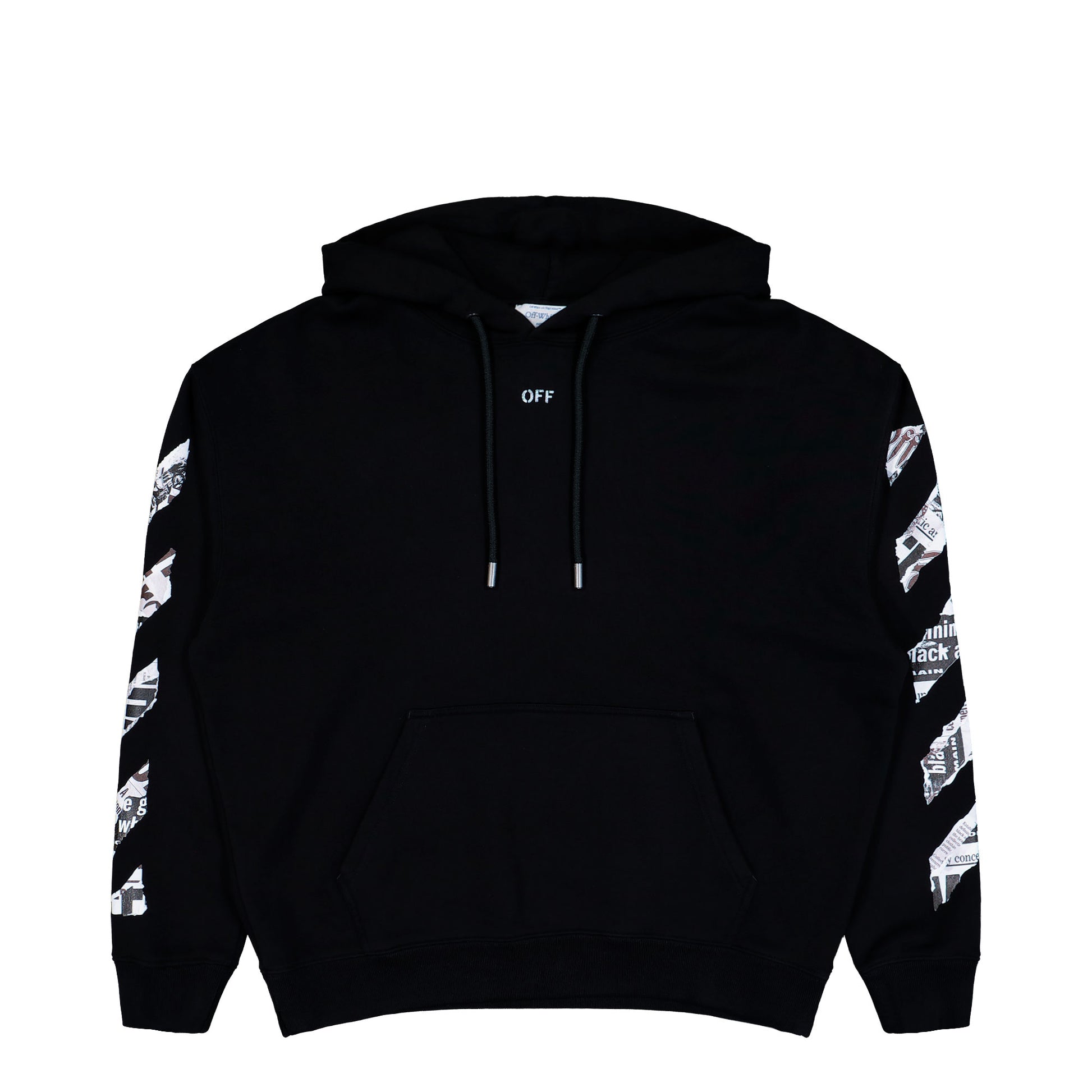 Off-White Newspaper Arrow Skate Hoodie Black - White Hoodies OMBB085F25FLE00E1001 Detail View 1 | GATE