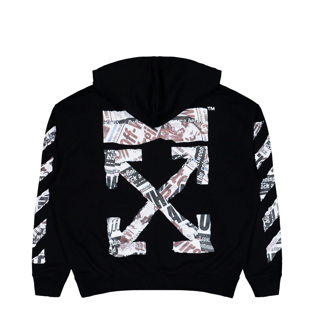 Off-White Newspaper Arrow Skate Hoodie Black - White Hoodies OMBB085F25FLE00E1001 Detail View 1 | GATE