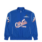 Off-White Type Logo Nylon Tracktop Nautical Blue / White Tracksuit Tops OMBD05EF25FAB0024601 Detail View 1 | GATE
