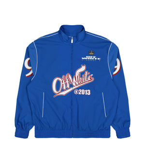 Off-White Type Logo Nylon Tracktop Nautical Blue / White Tracksuit Tops OMBD05EF25FAB0024601 Detail View 1 | GATE