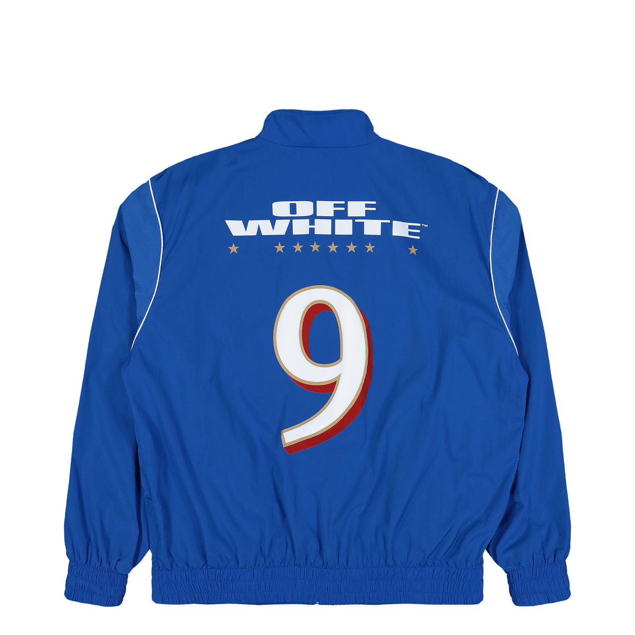 Off-White Type Logo Nylon Tracktop Nautical Blue / White Tracksuit Tops OMBD05EF25FAB0024601 Detail View 1 | GATE