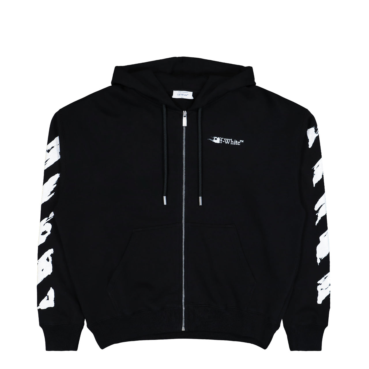 Off-White Ink Arrow Skate Zip Hoodie Black - White Hoodies OMBE015F25FLE0021001 Detail View 1 | GATE