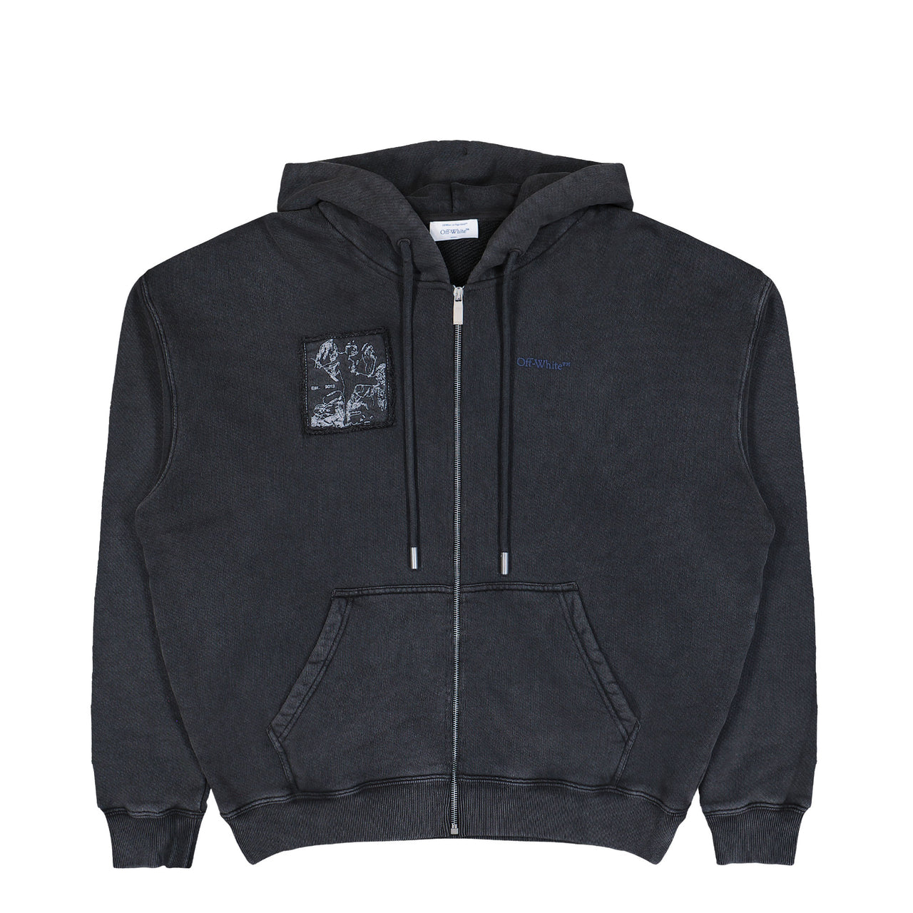 Off-White Fade Painting Skate Zip Hoodie Vintage Black Hoodies OMBE015F25FLE0041345 Detail View 1 | GATE