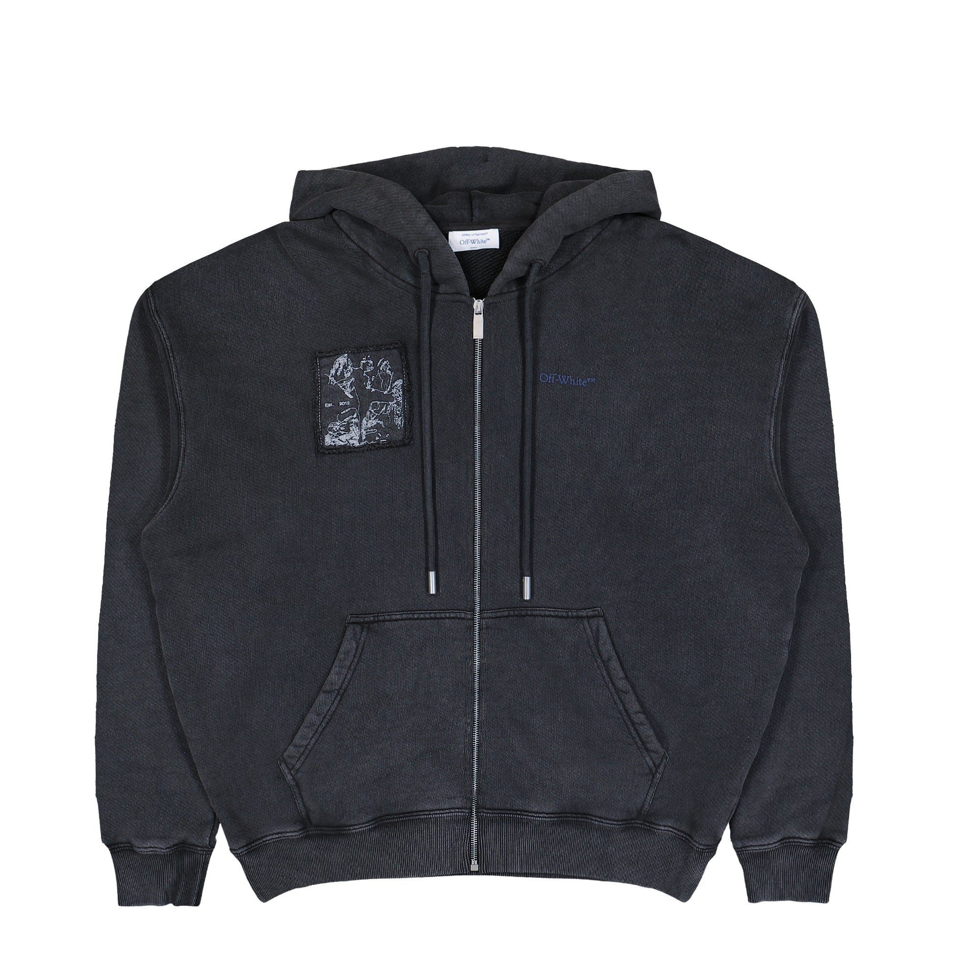 Off-White Fade Painting Skate Zip Hoodie Vintage Black Hoodies OMBE015F25FLE0041345 Detail View 1 | GATE