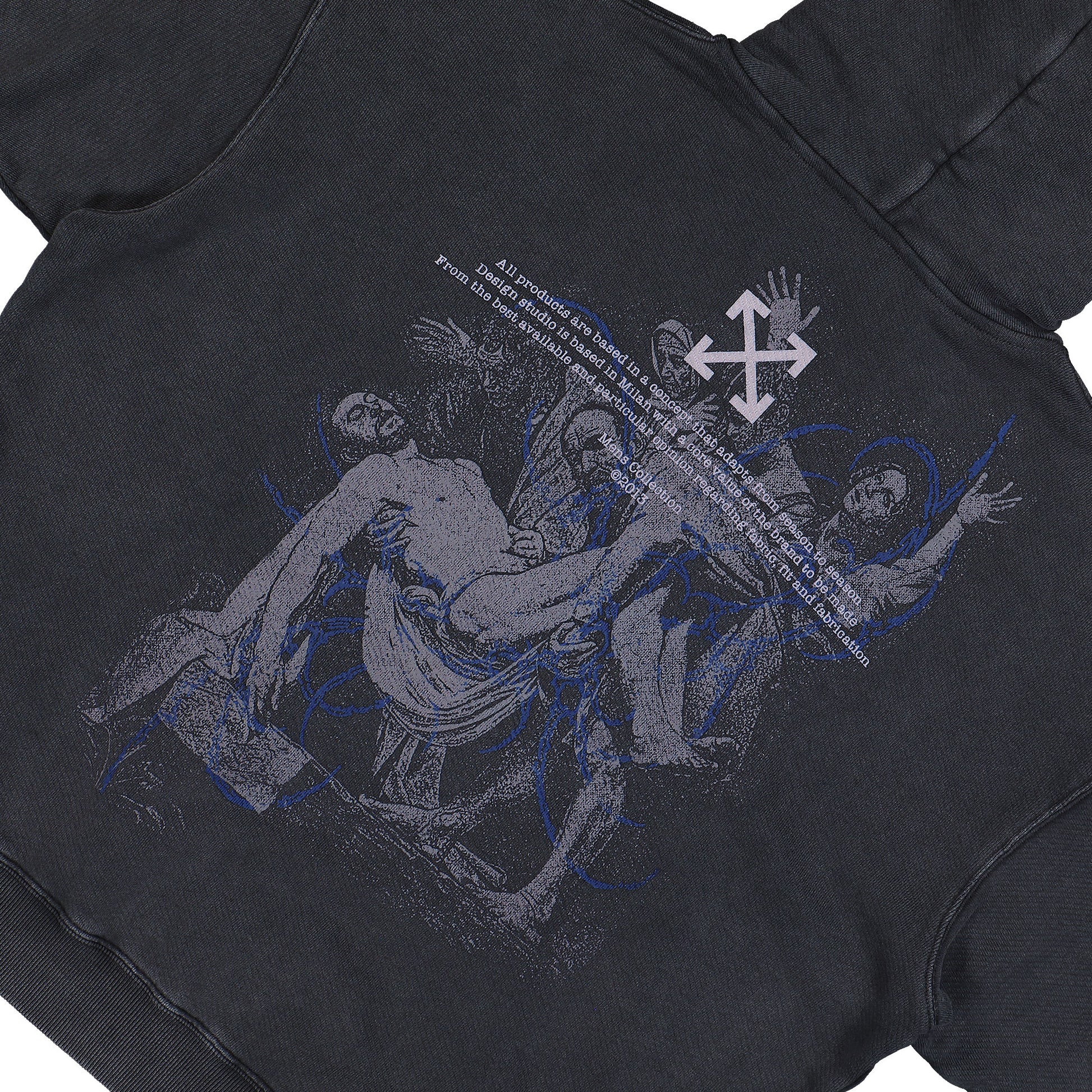 Off-White Fade Painting Skate Zip Hoodie Vintage Black Hoodies OMBE015F25FLE0041345 Detail View 5 | GATE