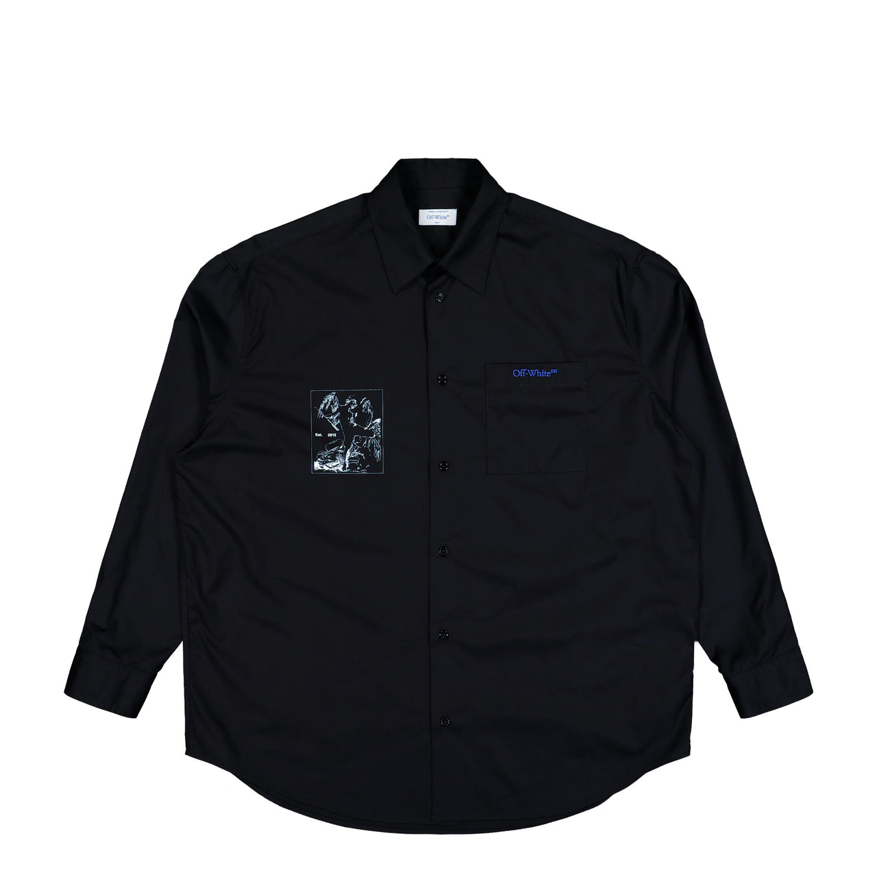 Off-White Faded Painting Popl Over Shirt Black - White Shirts OMGE004F25FAB0031001 Detail View 1 | GATE