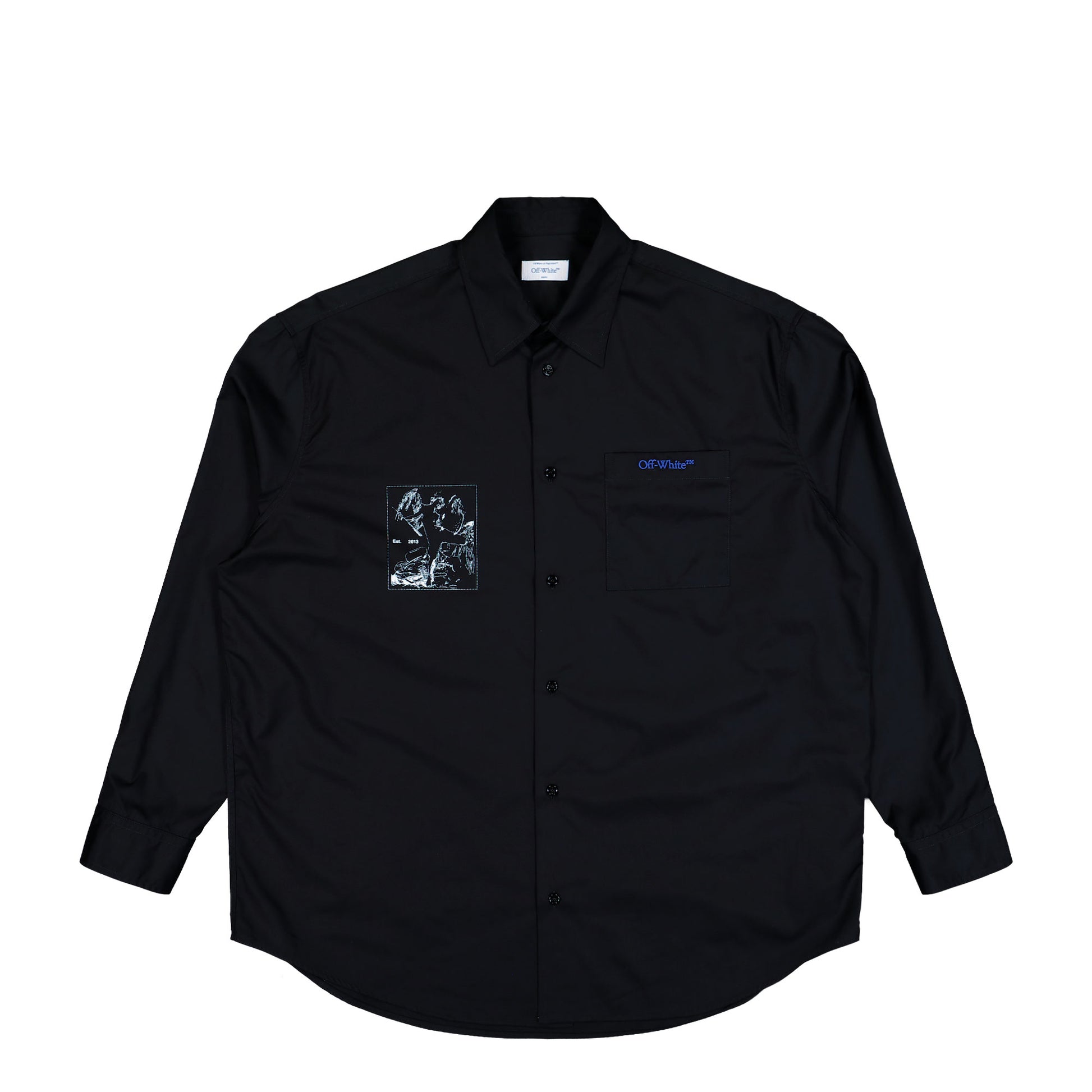 Off-White Faded Painting Popl Over Shirt Black - White Shirts OMGE004F25FAB0031001 Detail View 1 | GATE