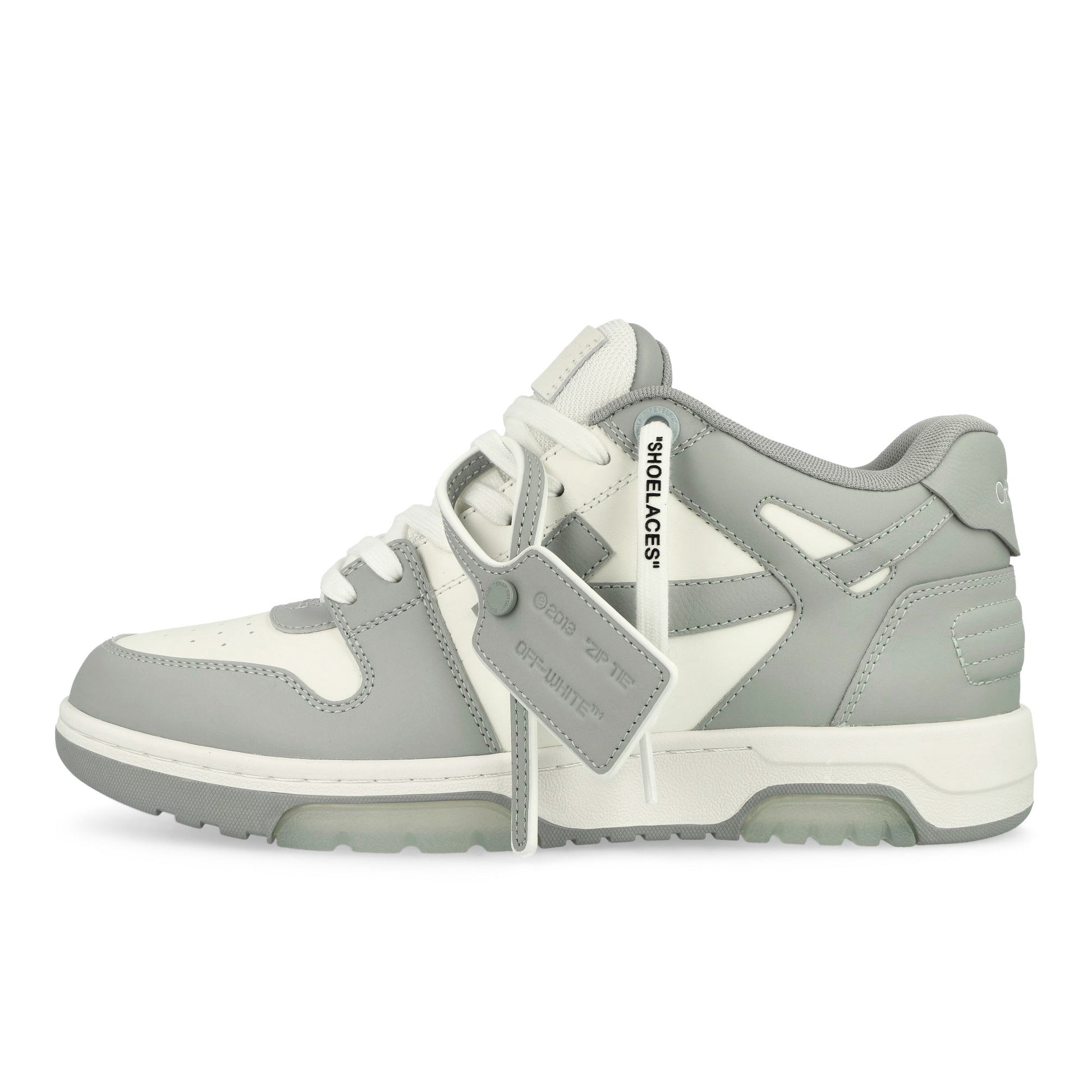 Off-White Out Of Office Leather Sneakers White - Grey Sneaker OMIA189C99LEA0070109 Detail View 1 | GATE