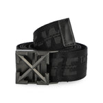 Off White Tape Belt Arrow 38MM Black / Black Belts OMRB14LC99FAB0011010 Detail View 2 | GATE

