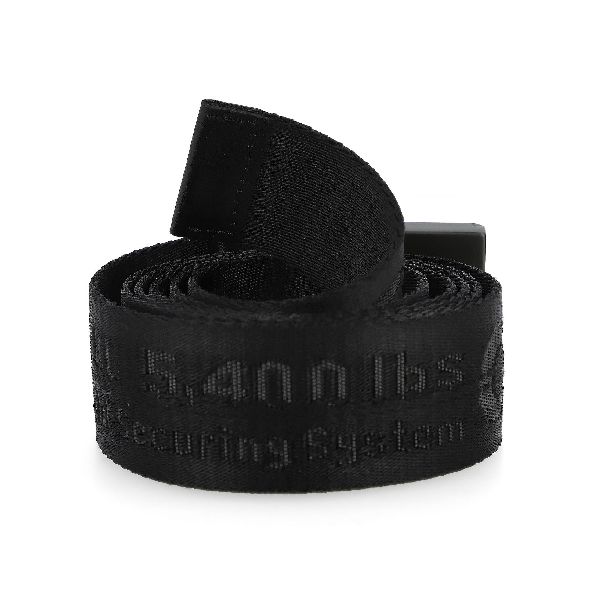Off White Tape Belt Arrow 38MM Black / Black Belts OMRB14LC99FAB0011010 Detail View 3 | GATE
