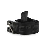 Off White Tape Belt Arrow 38MM Black / Black Belts OMRB14LC99FAB0011010 Detail View 4 | GATE
